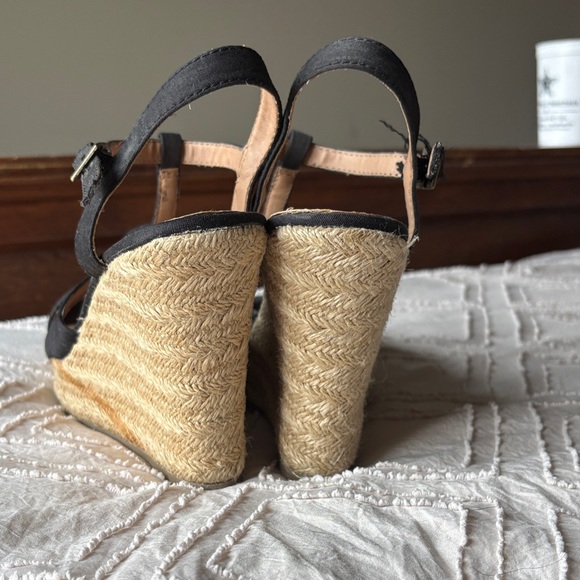 Candie's Black Espadrille Wedge Sandals - Picture 3 of 4